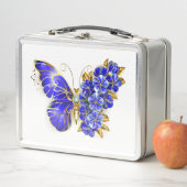 Lunch Box Papillon saphir à fleurs (En situation)