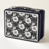 Lunch Box Papillon sur Motif à fleurs - Noir (Dos)