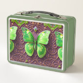 Lunch Box Papillon vert en optique 3D (Devant)