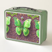 Lunch Box Papillon vert en optique 3D (Dos)