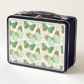 Lunch Box Papillon Vert Fleur Florale Fleurir (Devant)
