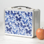 Lunch Box Papillons Aquarelle Bleu (En situation)