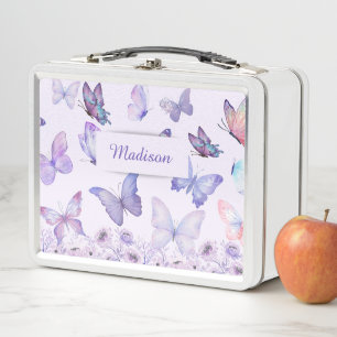 Lunch Box Papillons Aquarelle Fleurs Sauvages Jardin Lilas