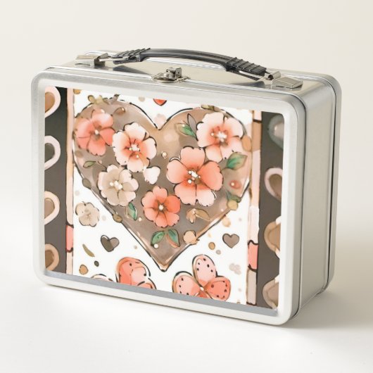 Lunch Box Papillons, Coeurs et Fleurs (Devant)