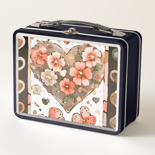 Lunch Box Papillons, Coeurs et Fleurs (Devant)