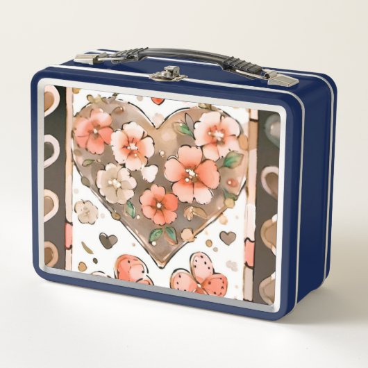 Lunch Box Papillons, Coeurs et Fleurs (Devant)