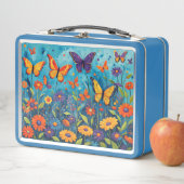 Lunch Box Papillons et fleurs sur Blue Kid's (En situation)
