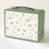 Lunch Box Papillons Fleurs Vert Jaune Blanc (Dos)