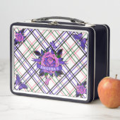 Lunch Box Papillons Rose de tatouage rose pourpre Plaid (En situation)