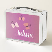 Lunch Box Papillons rose Faux Nom de la Parties scintillant (Dos)