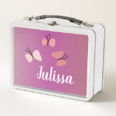 Lunch Box Papillons rose Faux Nom de la Parties scintillant (Devant)