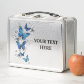 Lunch Box Papillons volants bleus Morpho (En situation)