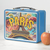 Lunch Box Paris avec graphique cool et tour Eiffel (En situation)