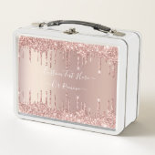 Lunch Box Parties scintillant or rose Texte personnalisé Boî (Devant)