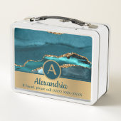 Lunch Box Parties scintillant or turquoise Géode Agate Metal (Dos)