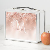 Lunch Box Parties scintillant Peach Rose or Monogramme (En situation)