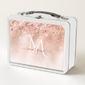 Lunch Box Parties scintillant Peach Rose or Monogramme (Devant)