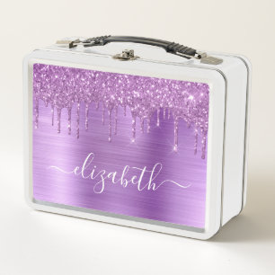 Lunch Box Parties scintillant pourpres Personnalisées