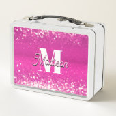 Lunch Box Parties scintillant rose chaud Bokeh Monogramme (Dos)