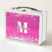 Lunch Box Parties scintillant rose chaud Bokeh Monogramme (Devant)