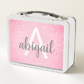 Lunch Box Parties scintillant rose-chaud de la fille Nom du (Dos)
