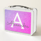 Lunch Box Parties scintillant rose et violet et monogramme é (Dos)