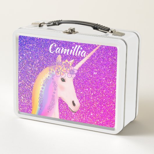 Lunch Box Parties scintillant violette rose Unicorn Imaginai (Devant)