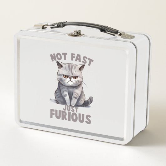 Lunch Box Pas rapide, juste furieux - Humour de chat gris (Devant)