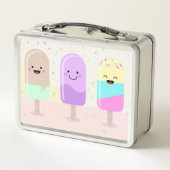Lunch Box Pastel Chibi Ice Lollies mignonette Personnalisé (Dos)