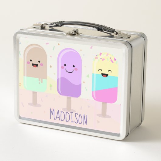 Lunch Box Pastel Chibi Ice Lollies mignonette Personnalisé (Devant)