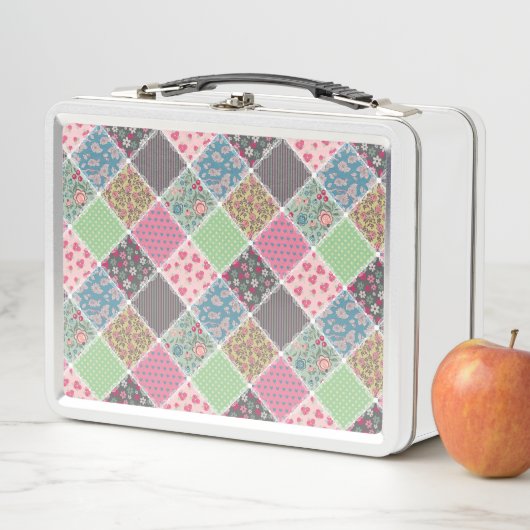 Lunch Box Pastel Floral Quilt Carré (En situation)