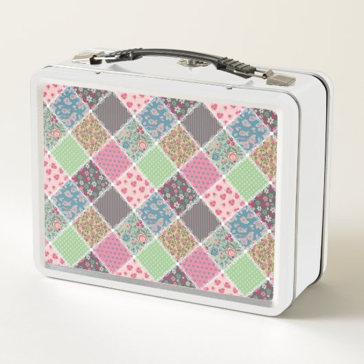 Lunch Box Pastel Floral Quilt Carré (Dos)