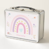 Lunch Box Pastel Rainbows Girly Fleurs sauvages & Coeurs (Devant)