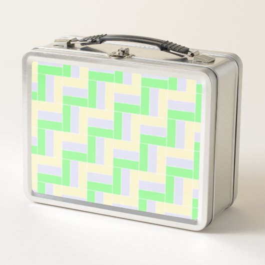 Lunch Box Pastel Rectangles Lignes en pointillé blanc Motif (Devant)