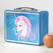 Lunch Box Pastel Unicorn Pony Blue Sparkle Stars (En situation)