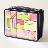 Lunch Box Patchwork Abstrait Rose et Vert Citron (Dos)