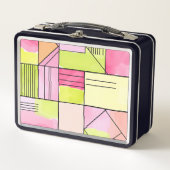 Lunch Box Patchwork Abstrait Rose et Vert Citron (Devant)