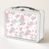 Lunch Box Pattern of Elephants, Cute Elephants - Pink Gray (Devant)