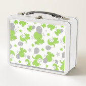 Lunch Box Pattern of Green Elephants, Cute Elephants, stars (Devant)
