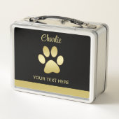 Lunch Box Paw chien brillant or sur arrière - plan noir (Dos)