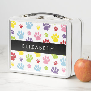 Lunch Box Paws Colorés, Motif Paw, Paws Chiens, Votre Nom