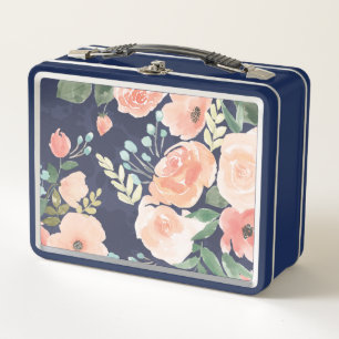 Lunch Box Pêche de floraison du plaisir   et roses et pavot