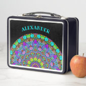 Lunch Box Peinture à la main Mandala Horloge Face 4 (En situation)