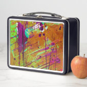 Lunch Box Peinture Abstraite couleur néon vert (En situation)