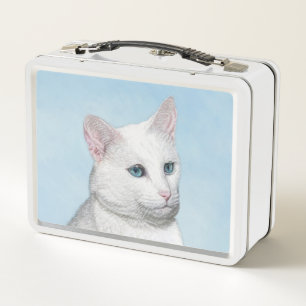 Lunch Box Peinture de chat blanc - Cute Original Cat Art