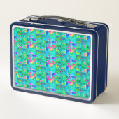 Lunch Box Peinture de courtepointe avec Hydrangea et Blues (Dos)