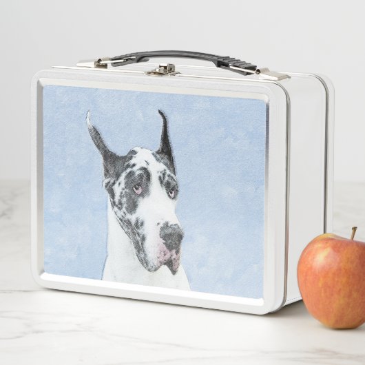 Lunch Box Peinture de Great Dane (Arlequin) - Art original d (En situation)