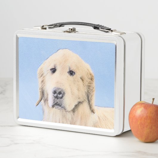 Lunch Box Peinture Golden Retriever - Joli art original chie (En situation)