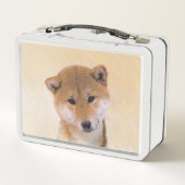 Lunch Box Peinture Shiba Inu (Rouge) - Art Chien original (Dos)