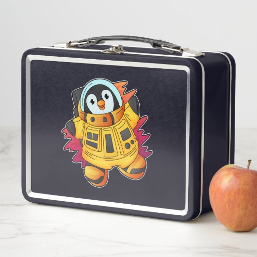 Lunch Box Penguin en costume d'astronaute (En situation)
